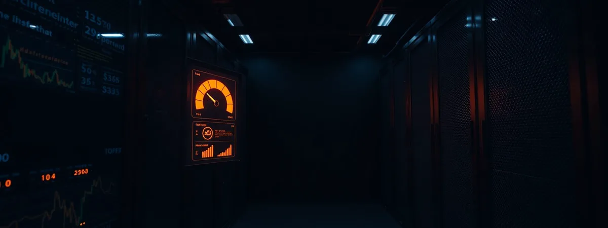 dark server room glowing orange