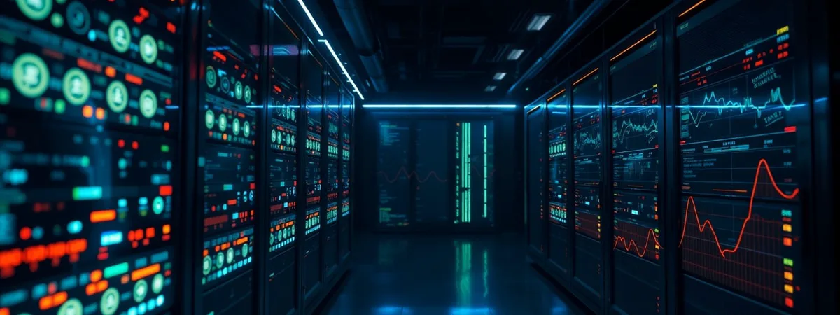 abstract server rack glowing token