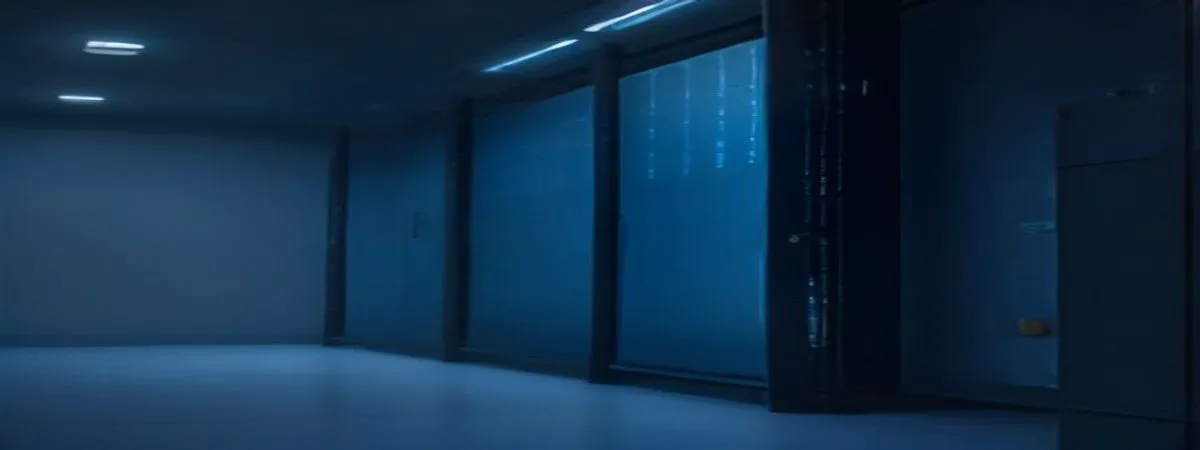 Glowing server rack split two