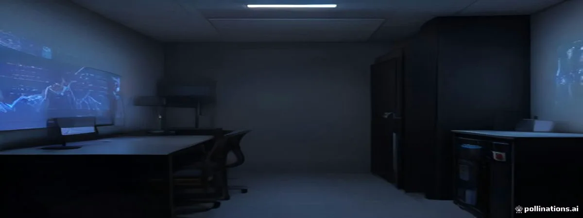 Dark server rack room glowing